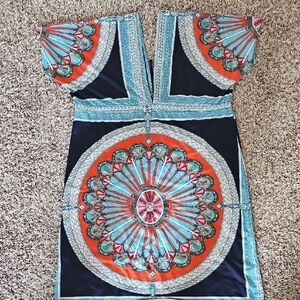 Source Unknown Vibrant Blue and Orange Swim Coverup